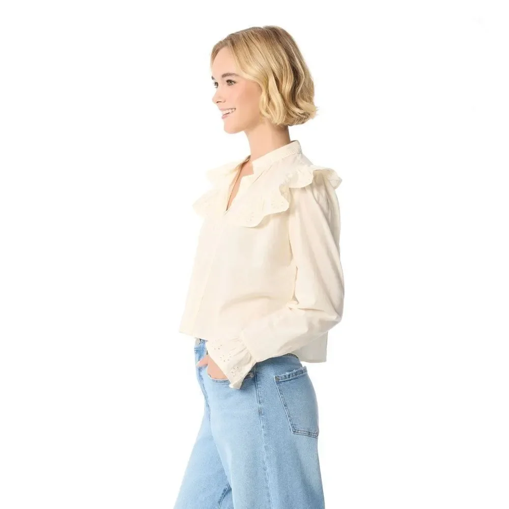 Women’s Lightweight Arista Ruffle Long Sleeve Shirt Blouse Size XS - Picture 7 of 10